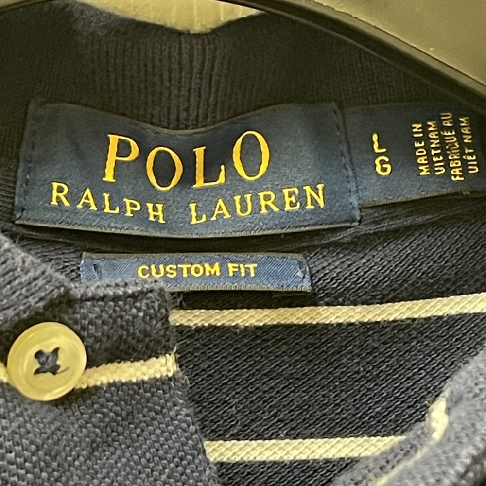 Polo Ralph‎ Lauren Mens Large Navy/White Stripe Pony Pique Rugby Golf Preppy - Picture 3 of 11